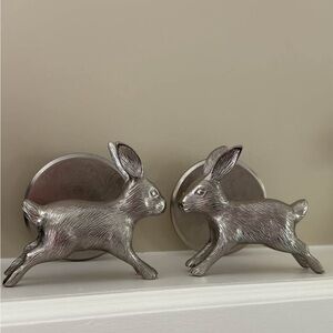 Anthropologie silver bunny rabbit curtain tie back set
